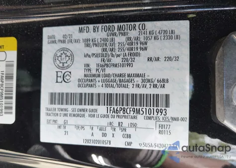 2021 Ford Mustang Gt from USA, damaged, VIN 1FA6P8CF9M5101993